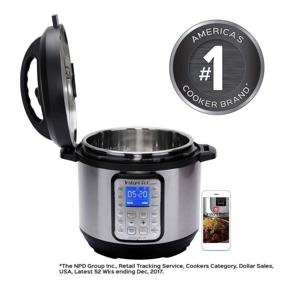 instant pot with smart Wi-Fi 6 Quart Electric Pressure Silver Open Box